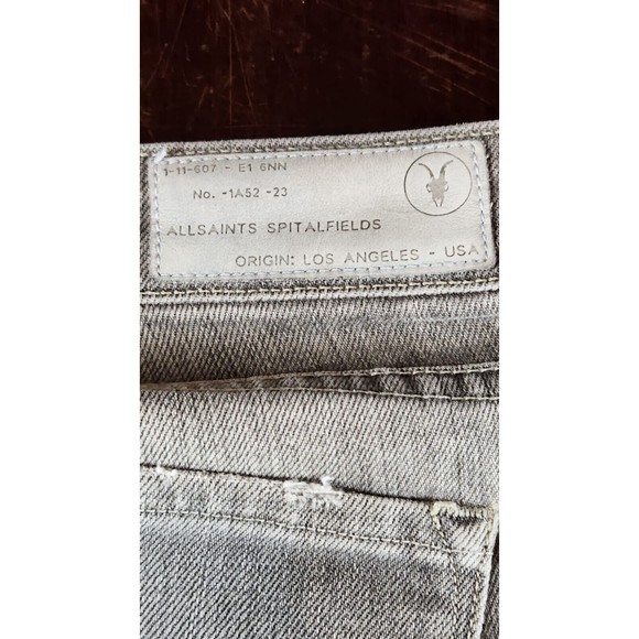 Allsaints Spitalfields Gray Woodvale Pipe Skinny Distressed Jeans Size 27 WPJ902 - Picture 9 of 11